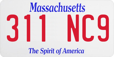 MA license plate 311NC9