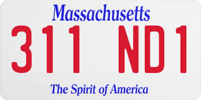 MA license plate 311ND1