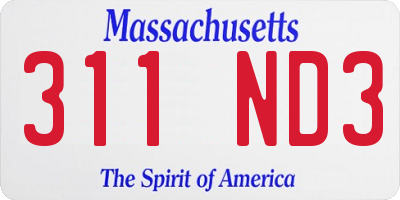 MA license plate 311ND3