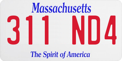 MA license plate 311ND4