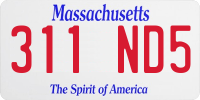 MA license plate 311ND5