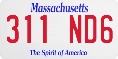 MA license plate 311ND6