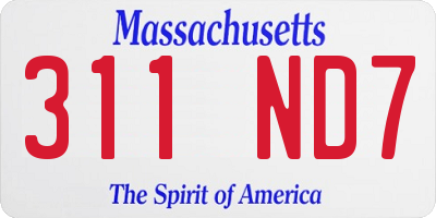 MA license plate 311ND7