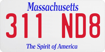 MA license plate 311ND8