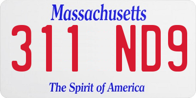 MA license plate 311ND9
