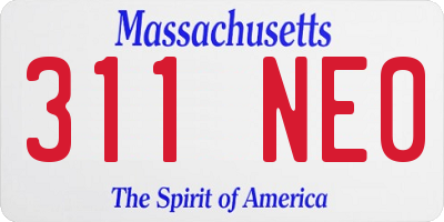 MA license plate 311NE0
