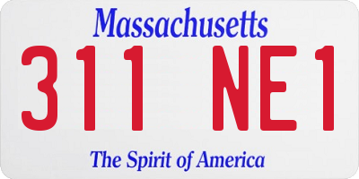 MA license plate 311NE1