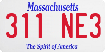 MA license plate 311NE3