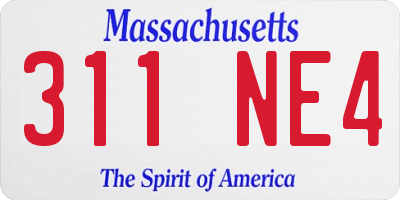 MA license plate 311NE4