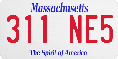 MA license plate 311NE5