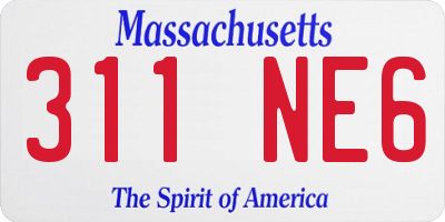 MA license plate 311NE6