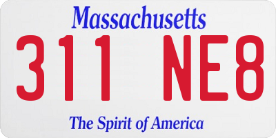 MA license plate 311NE8