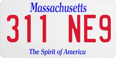 MA license plate 311NE9