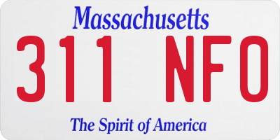 MA license plate 311NF0