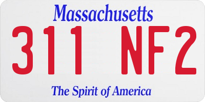 MA license plate 311NF2