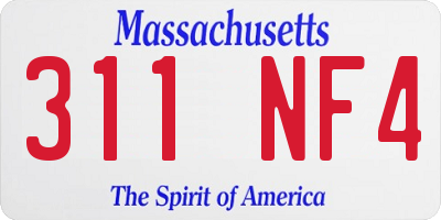 MA license plate 311NF4