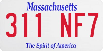 MA license plate 311NF7