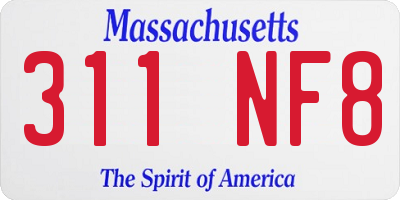MA license plate 311NF8