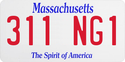 MA license plate 311NG1