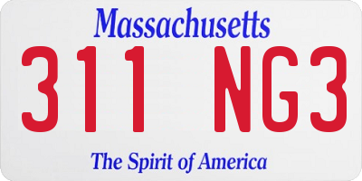 MA license plate 311NG3