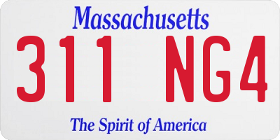 MA license plate 311NG4