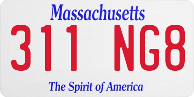 MA license plate 311NG8