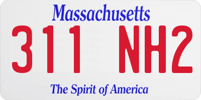 MA license plate 311NH2