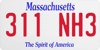 MA license plate 311NH3