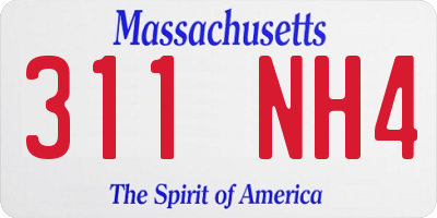 MA license plate 311NH4
