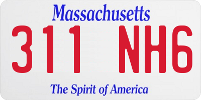 MA license plate 311NH6