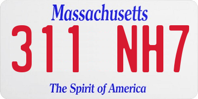 MA license plate 311NH7