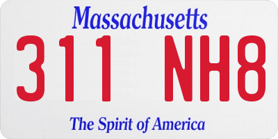 MA license plate 311NH8