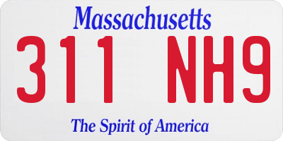 MA license plate 311NH9