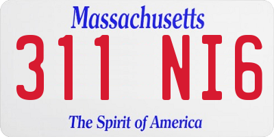 MA license plate 311NI6