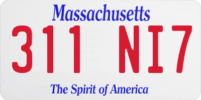 MA license plate 311NI7