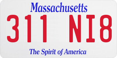 MA license plate 311NI8