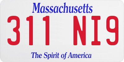MA license plate 311NI9
