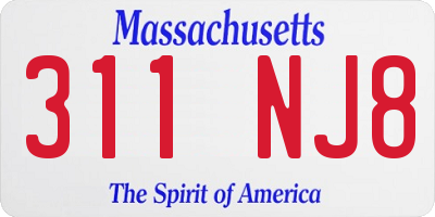 MA license plate 311NJ8