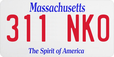 MA license plate 311NK0