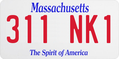 MA license plate 311NK1