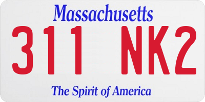 MA license plate 311NK2