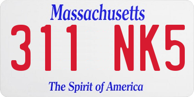MA license plate 311NK5
