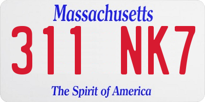 MA license plate 311NK7