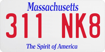 MA license plate 311NK8