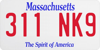 MA license plate 311NK9