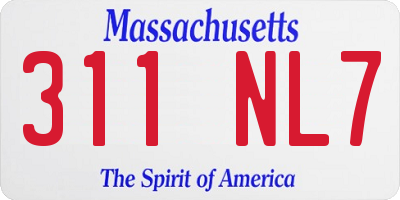 MA license plate 311NL7