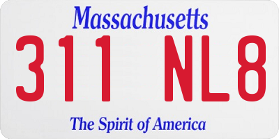 MA license plate 311NL8