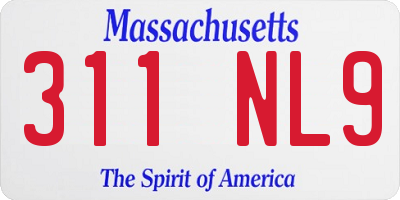 MA license plate 311NL9