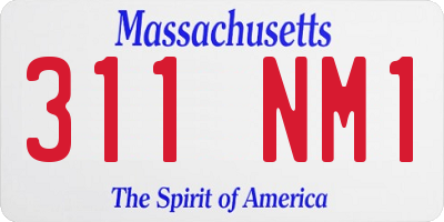 MA license plate 311NM1