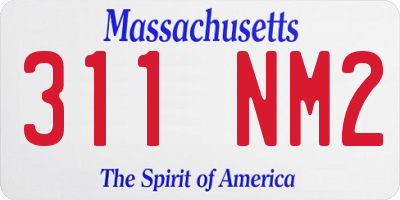 MA license plate 311NM2